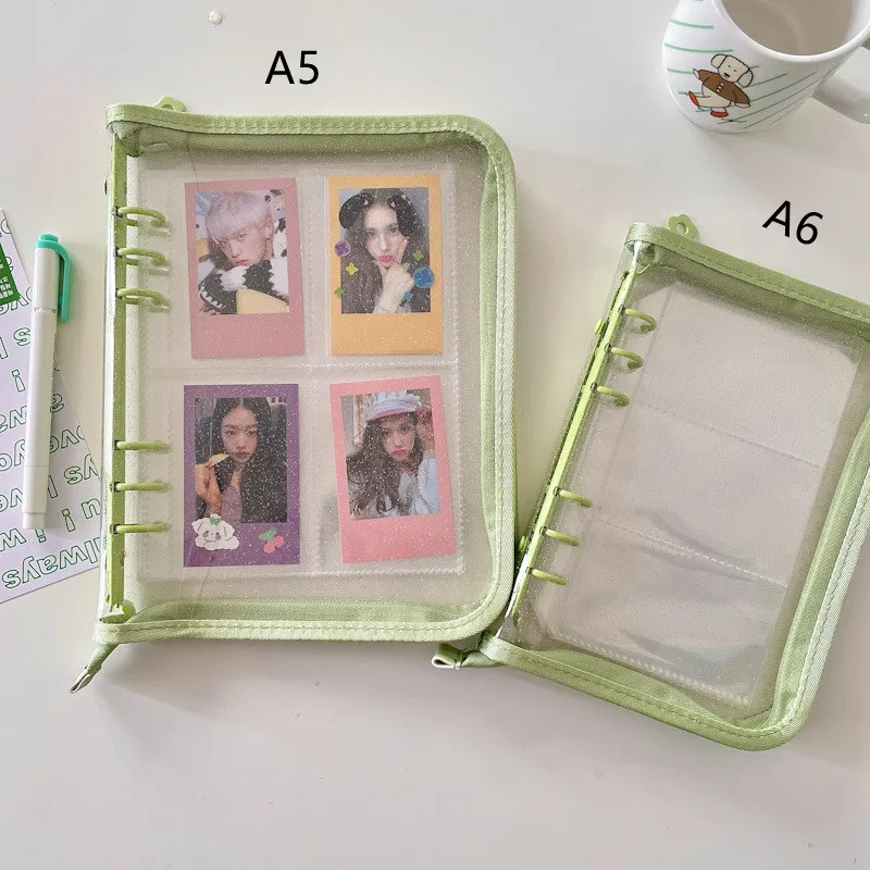 MINKYS A5 A6 Zipper Binder Kpop Photocard Collect Book Photo Cards Organizer Notebook With 10PCS Sleeves School Stationery