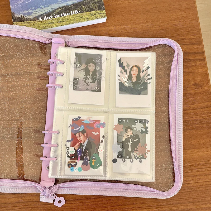 MINKYS A5 A6 Zipper Binder Kpop Photocard Collect Book Photo Cards Organizer Notebook With 10PCS Sleeves School Stationery