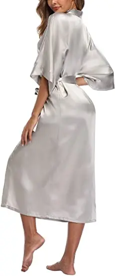 2021 New Satin Chiffon Robes Bridesmaid Robes Bride Robe Women Wedding Long Robe Bathrobe White Robe Satin Robe