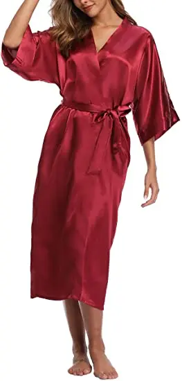 2021 New Satin Chiffon Robes Bridesmaid Robes Bride Robe Women Wedding Long Robe Bathrobe White Robe Satin Robe