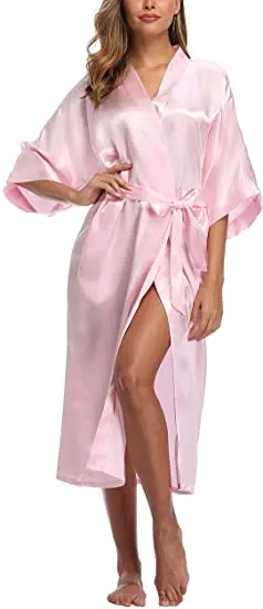 2021 New Satin Chiffon Robes Bridesmaid Robes Bride Robe Women Wedding Long Robe Bathrobe White Robe Satin Robe