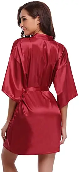 Green Nightgown Solid Color Kimono Lady Elegant Bathrobe Satin Homewear Wedding Bridal Gift Sleepwear Sexy Intimate Lingerie
