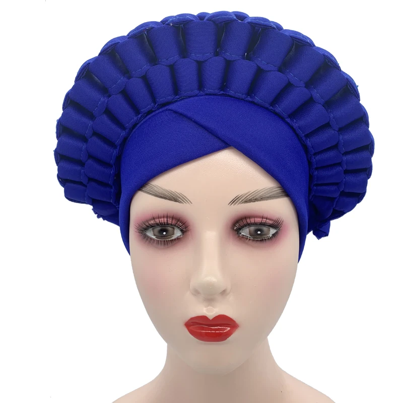 Africa Turban Caps for Women African Aso Oke Headtie Ready to Wear Auto Gele Female Head Wraps Muslim Caps Nigerian Wedding Gele