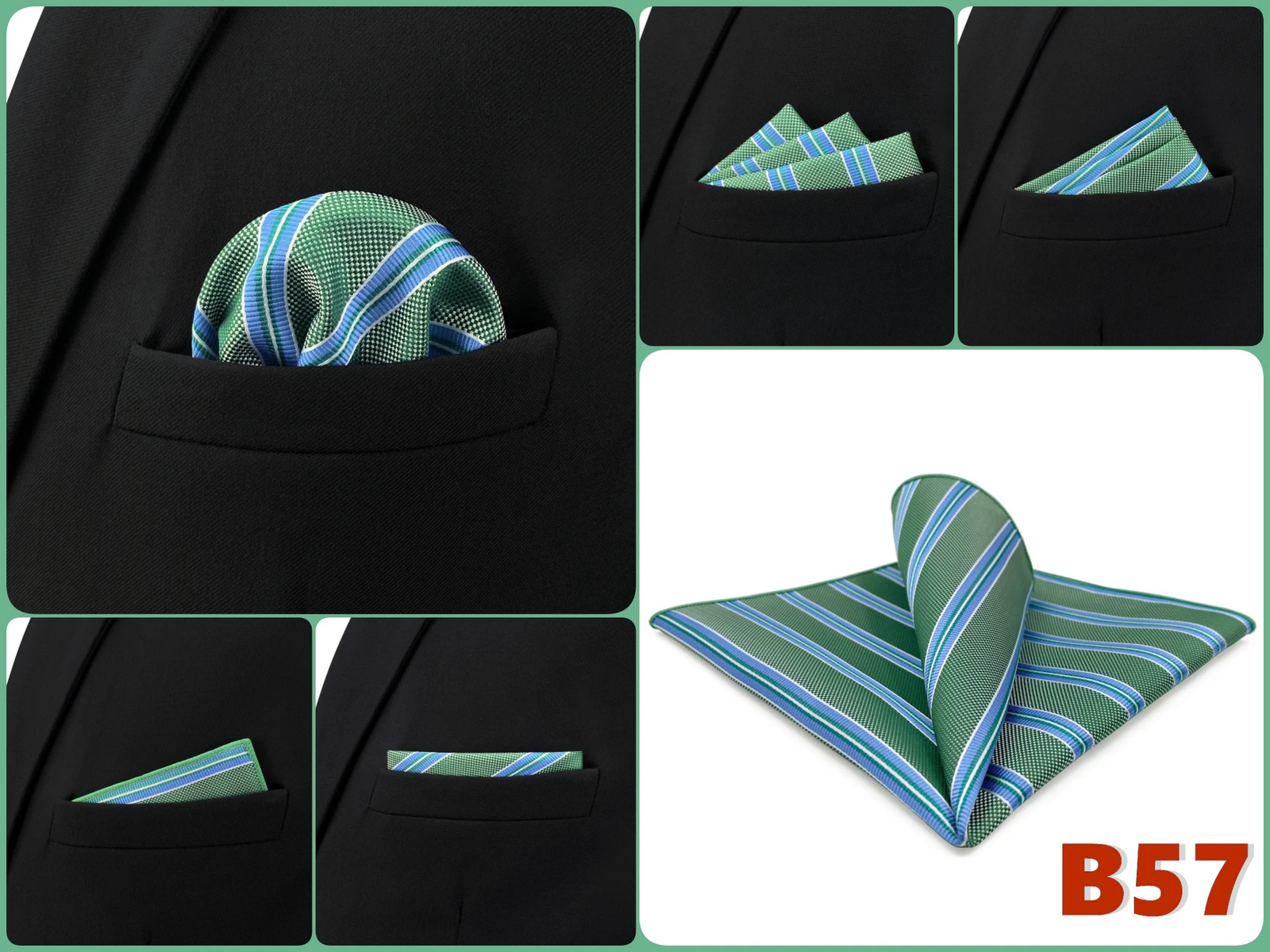 Mens Hanky Pocket Square Handkerchief Green Olive Sage Mint Emerald Paisley Striped Dots Suit Pocket Towel Vintage Dropshipping