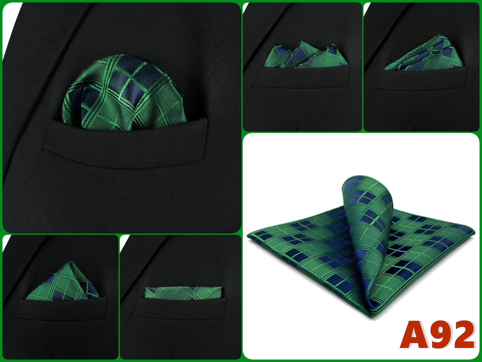 Mens Hanky Pocket Square Handkerchief Green Olive Sage Mint Emerald Paisley Striped Dots Suit Pocket Towel Vintage Dropshipping