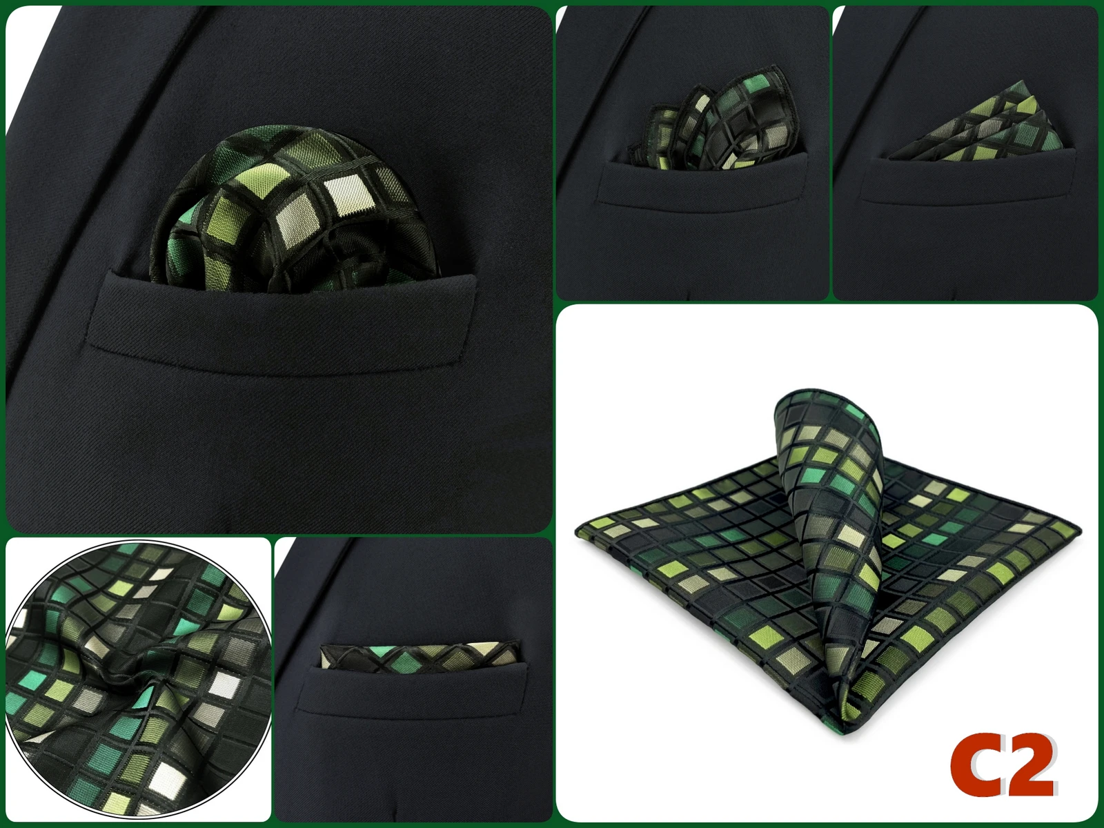 Mens Hanky Pocket Square Handkerchief Green Olive Sage Mint Emerald Paisley Striped Dots Suit Pocket Towel Vintage Dropshipping