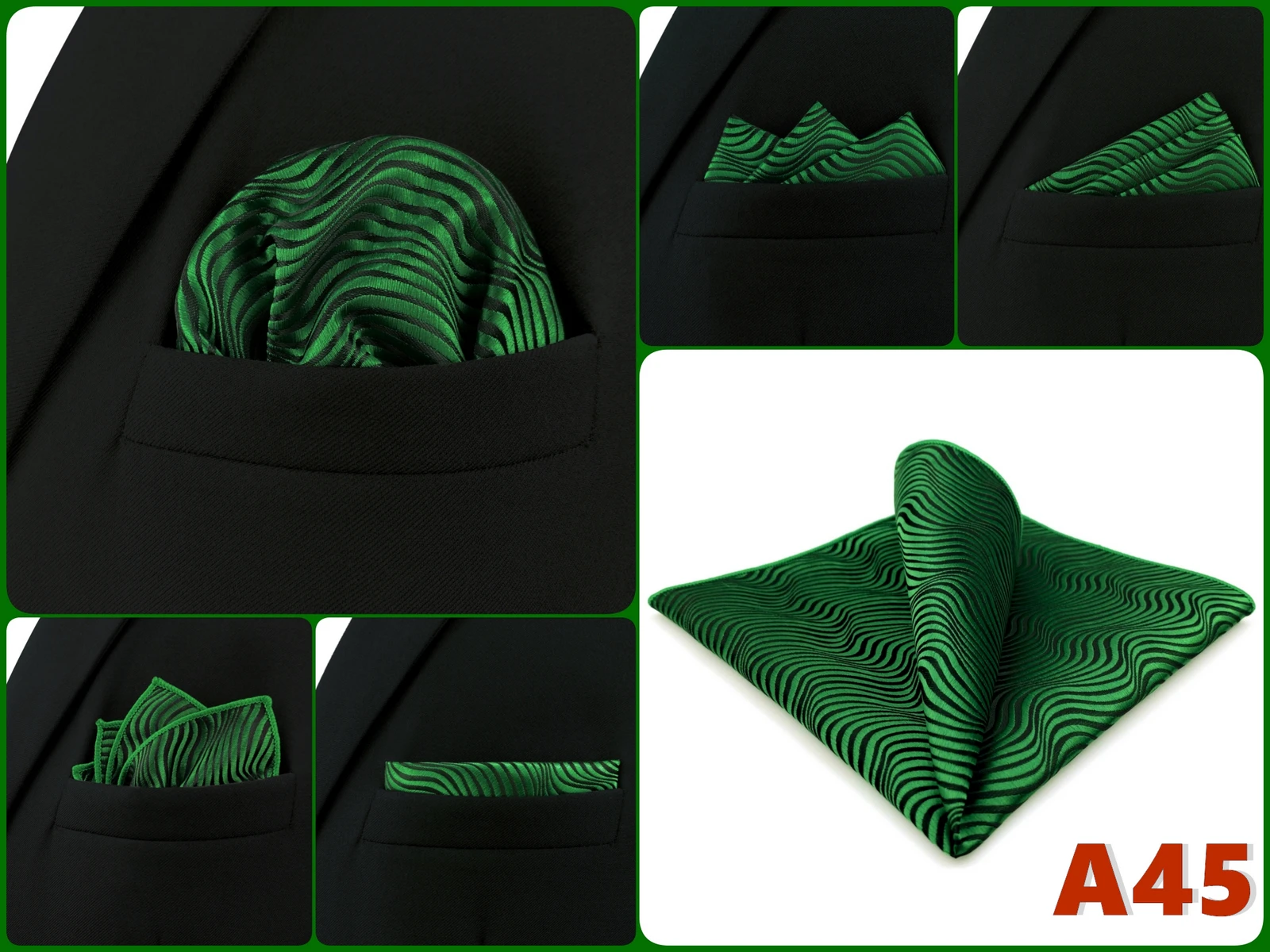 Mens Hanky Pocket Square Handkerchief Green Olive Sage Mint Emerald Paisley Striped Dots Suit Pocket Towel Vintage Dropshipping