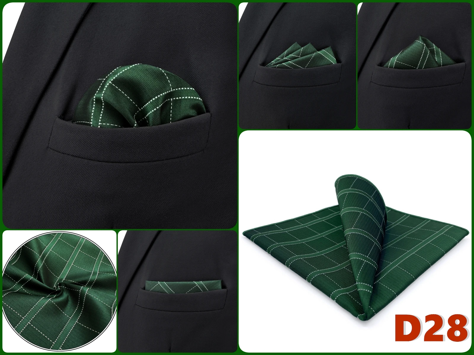 Mens Hanky Pocket Square Handkerchief Green Olive Sage Mint Emerald Paisley Striped Dots Suit Pocket Towel Vintage Dropshipping