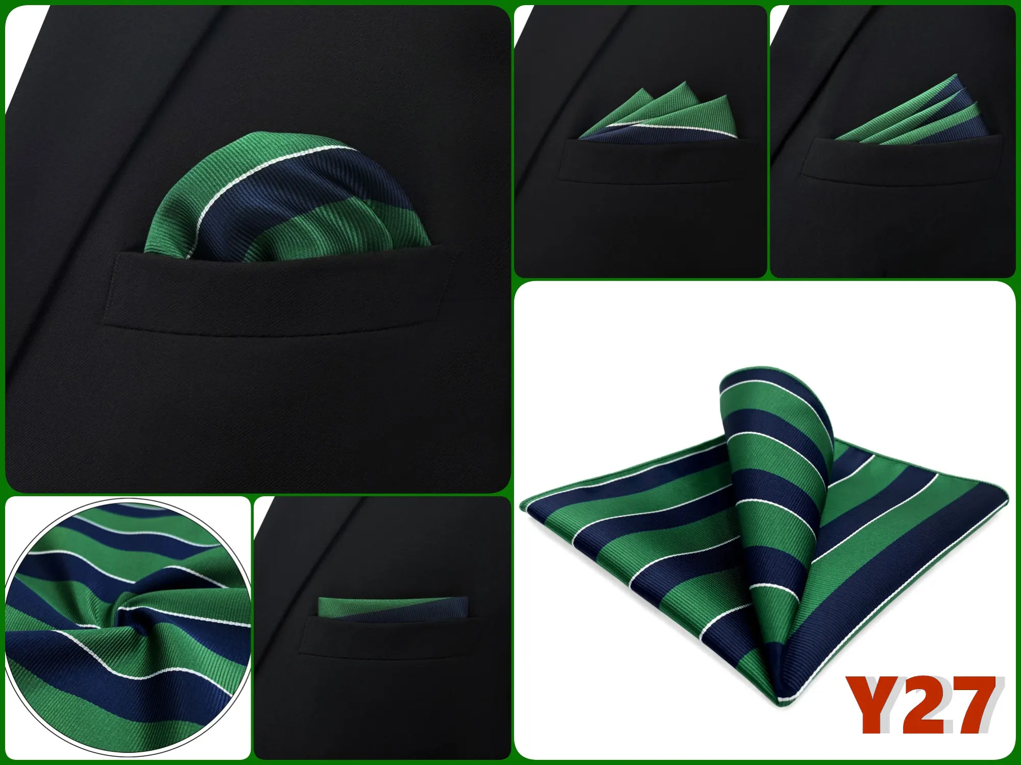 Mens Hanky Pocket Square Handkerchief Green Olive Sage Mint Emerald Paisley Striped Dots Suit Pocket Towel Vintage Dropshipping