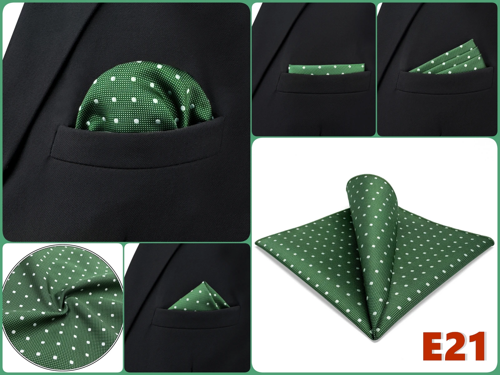 Mens Hanky Pocket Square Handkerchief Green Olive Sage Mint Emerald Paisley Striped Dots Suit Pocket Towel Vintage Dropshipping