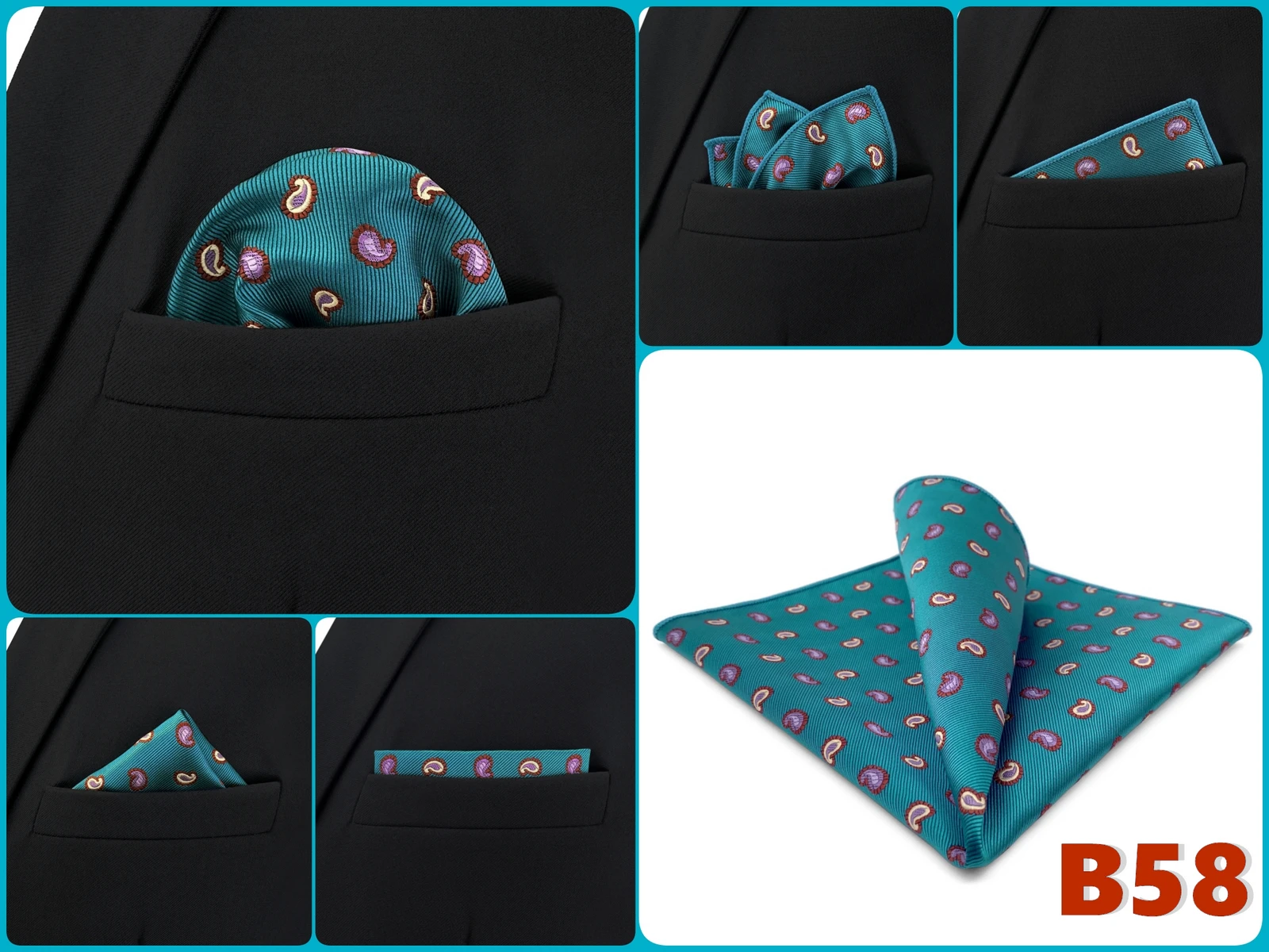 Mens Hanky Pocket Square Handkerchief Green Olive Sage Mint Emerald Paisley Striped Dots Suit Pocket Towel Vintage Dropshipping
