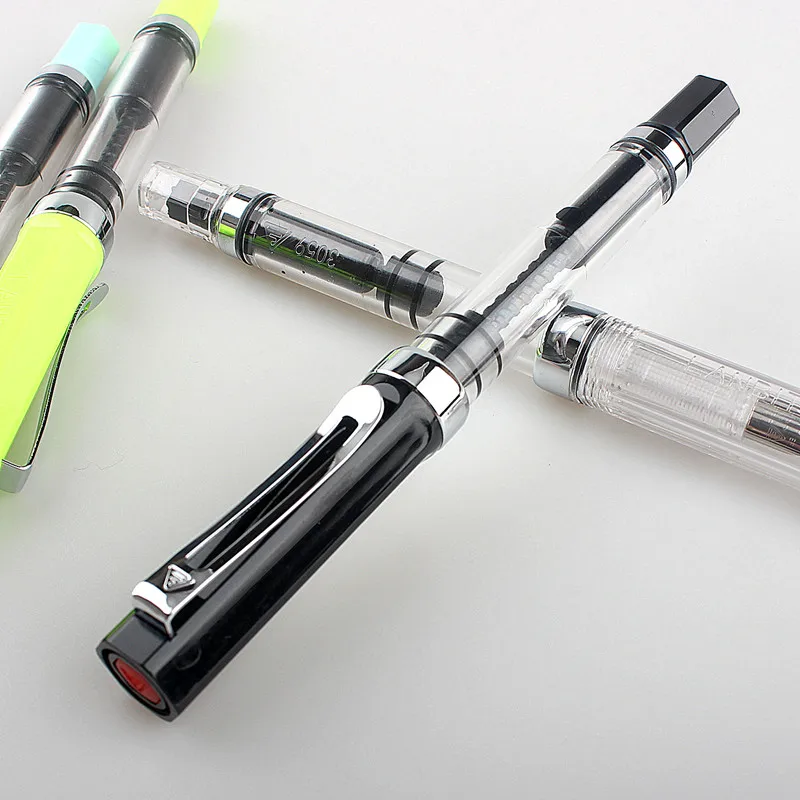 Lanbitou 3059 Fountain Pen Piston Plastic Ink Pen EF/F Nib Silver Clip Business Stationery Office School Supplies Writing Gift
