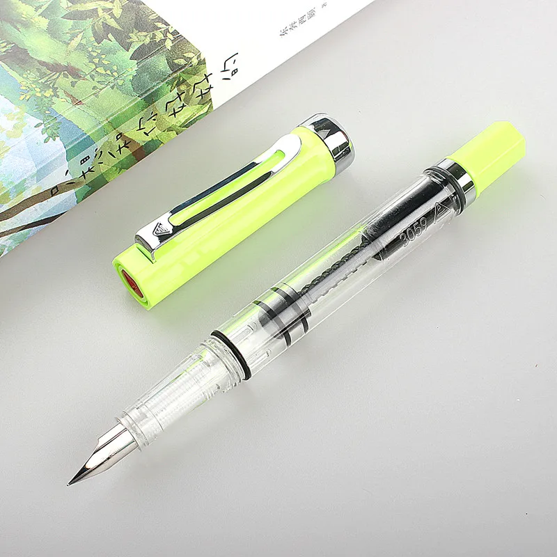 Lanbitou 3059 Fountain Pen Piston Plastic Ink Pen EF/F Nib Silver Clip Business Stationery Office School Supplies Writing Gift