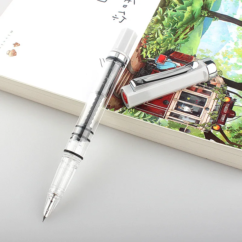 Lanbitou 3059 Fountain Pen Piston Plastic Ink Pen EF/F Nib Silver Clip Business Stationery Office School Supplies Writing Gift