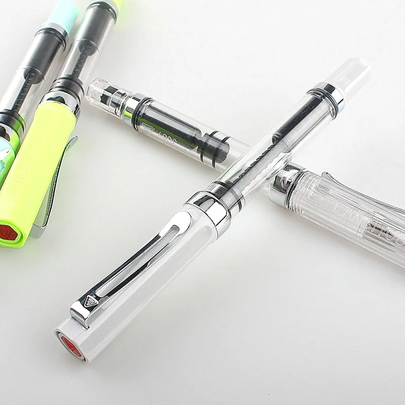 Lanbitou 3059 Fountain Pen Piston Plastic Ink Pen EF/F Nib Silver Clip Business Stationery Office School Supplies Writing Gift