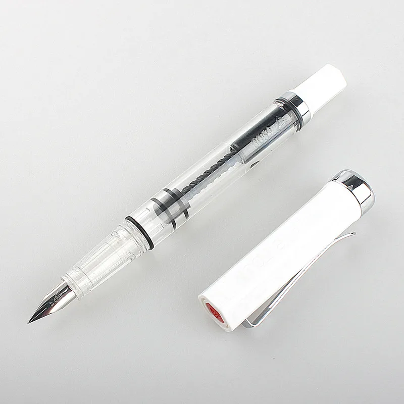 Lanbitou 3059 Fountain Pen Piston Plastic Ink Pen EF/F Nib Silver Clip Business Stationery Office School Supplies Writing Gift