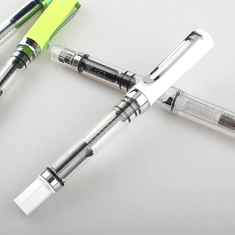 Lanbitou 3059 Fountain Pen Piston Plastic Ink Pen EF/F Nib Silver Clip Business Stationery Office School Supplies Writing Gift