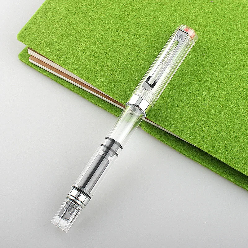 Lanbitou 3059 Fountain Pen Piston Plastic Ink Pen EF/F Nib Silver Clip Business Stationery Office School Supplies Writing Gift
