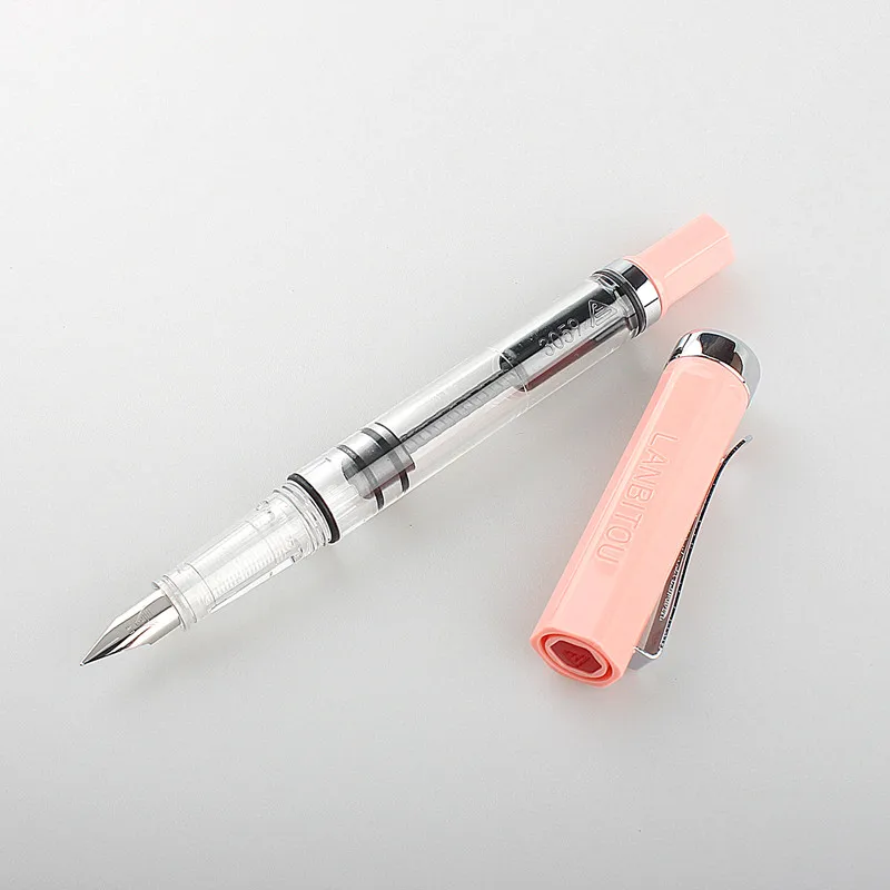 Lanbitou 3059 Fountain Pen Piston Plastic Ink Pen EF/F Nib Silver Clip Business Stationery Office School Supplies Writing Gift