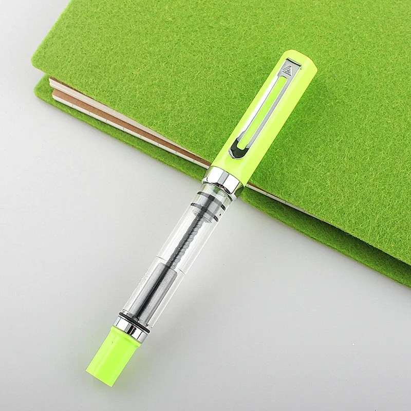 Lanbitou 3059 Fountain Pen Piston Plastic Ink Pen EF/F Nib Silver Clip Business Stationery Office School Supplies Writing Gift