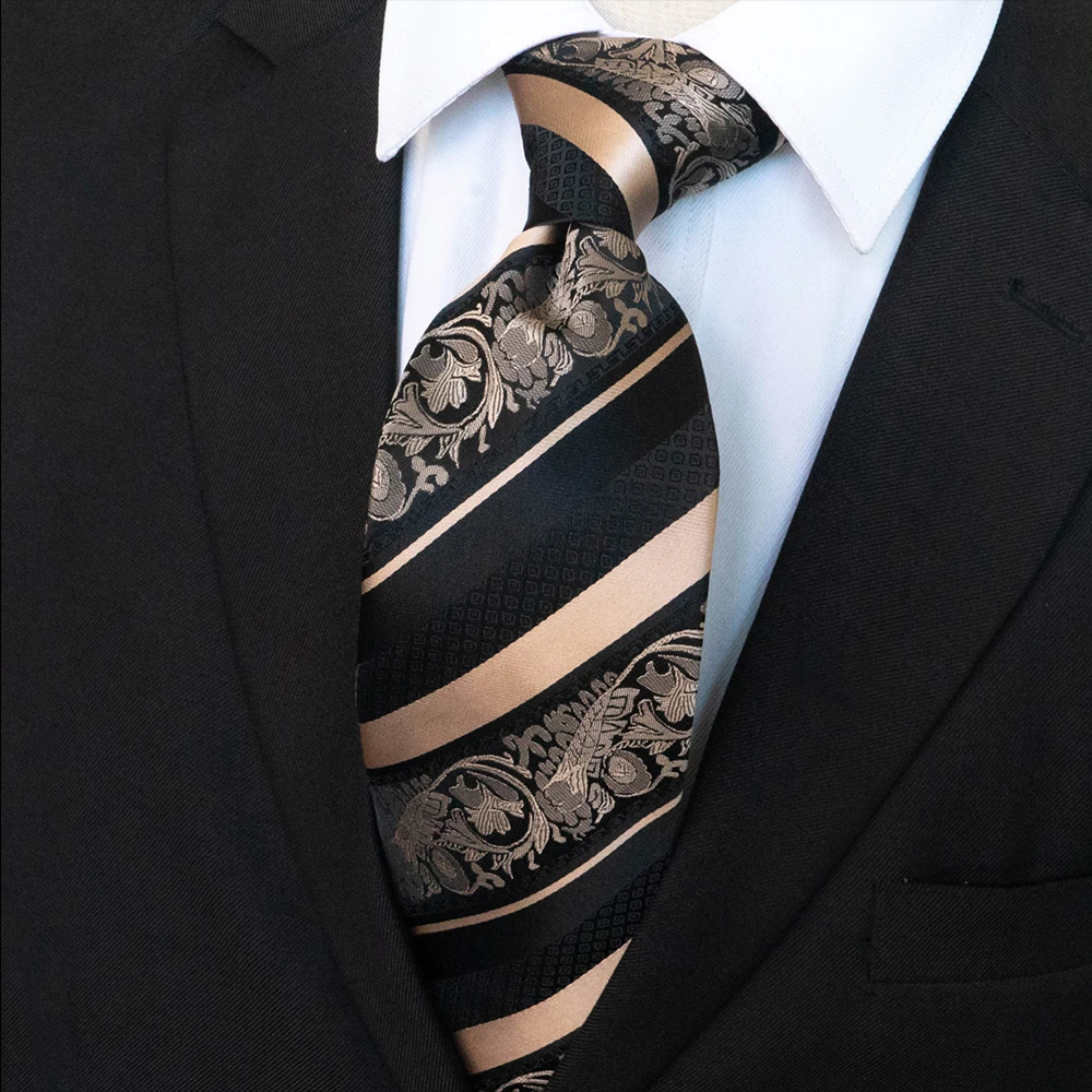 JEMYGINS Original Design Classic Mens Floral Striped Necktie 8cm Silk Ties For Men Red Gravata Wedding Business Accessories