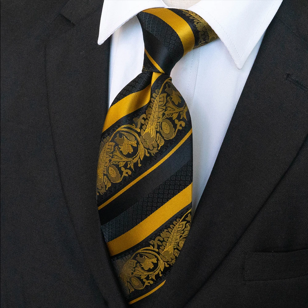 JEMYGINS Original Design Classic Mens Floral Striped Necktie 8cm Silk Ties For Men Red Gravata Wedding Business Accessories