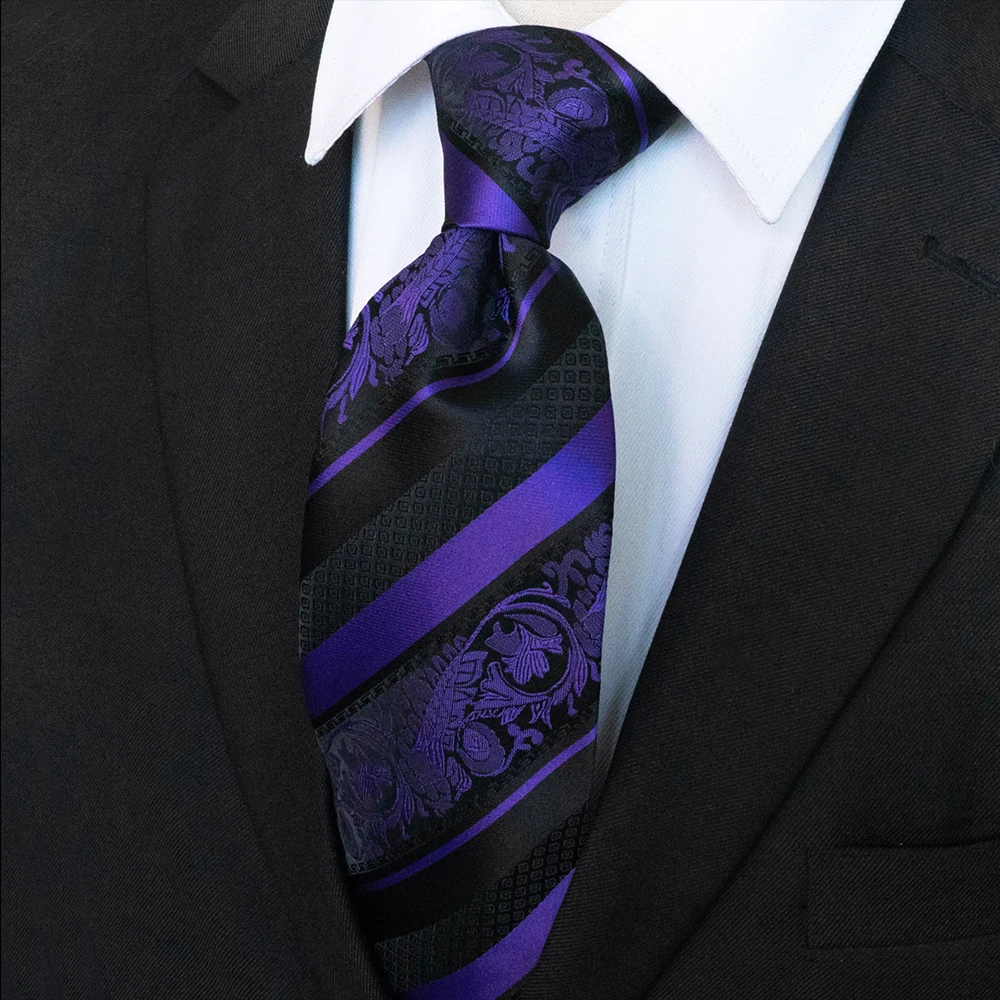 JEMYGINS Original Design Classic Mens Floral Striped Necktie 8cm Silk Ties For Men Red Gravata Wedding Business Accessories