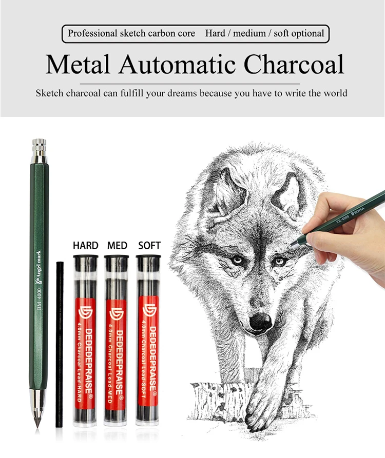 4mm Sketch Drawing Mechanical Pencil Automatic Charcoal Pencils For Students Kids Gift Stationery Supplies TR-4000 Art Pencil