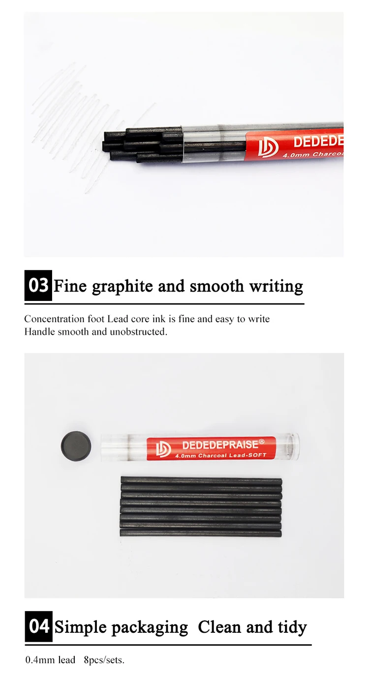 4mm Sketch Drawing Mechanical Pencil Automatic Charcoal Pencils For Students Kids Gift Stationery Supplies TR-4000 Art Pencil