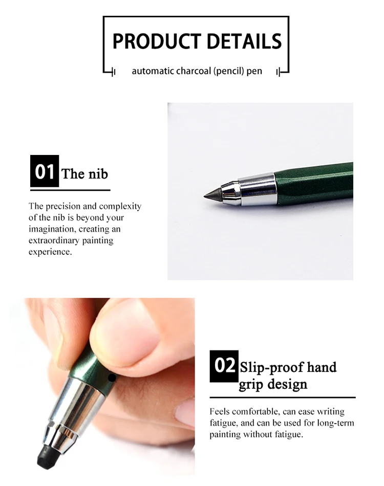 4mm Sketch Drawing Mechanical Pencil Automatic Charcoal Pencils For Students Kids Gift Stationery Supplies TR-4000 Art Pencil