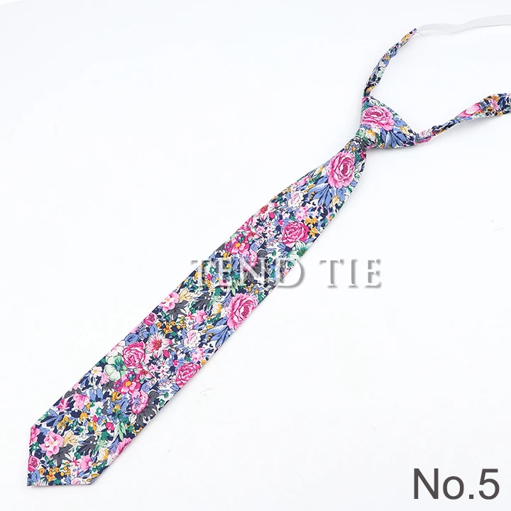 Boys Girls Skinny Ties Casual Floral Solid Color Cotton Small Tie Slim Lazy person Student Tie For Wedding Party Schhol Cravat