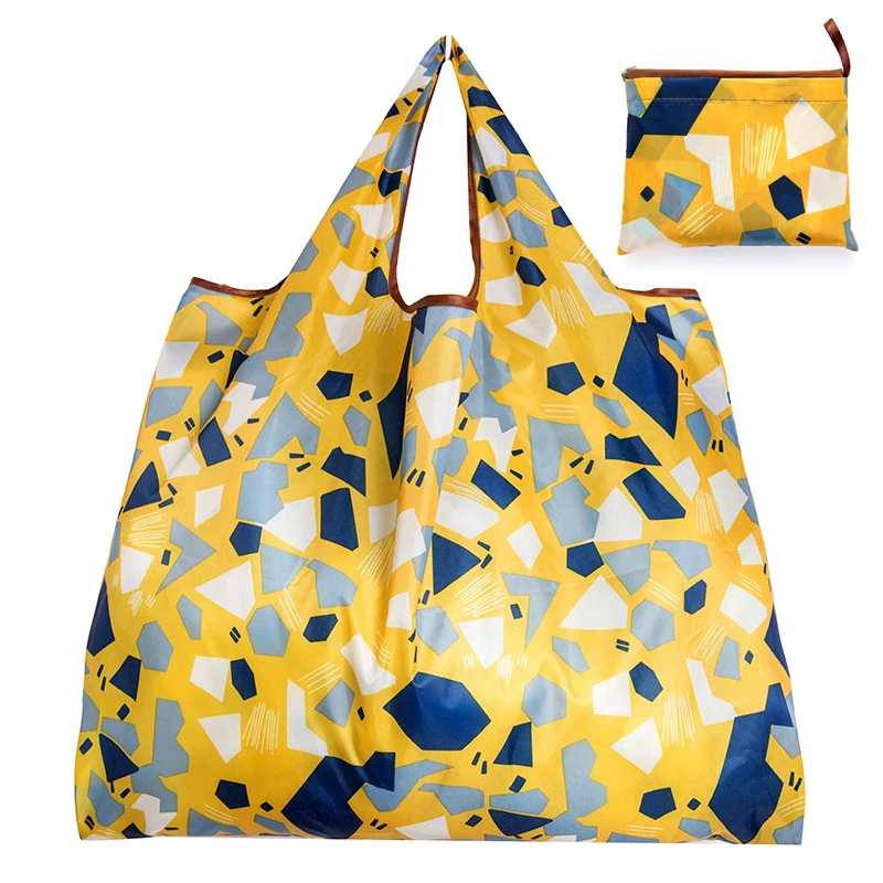 Personal Style Large Tote ECO Reusable Polyester Portable Shoulder Women's Handbags Folding Pouch Shopping Bag Storage