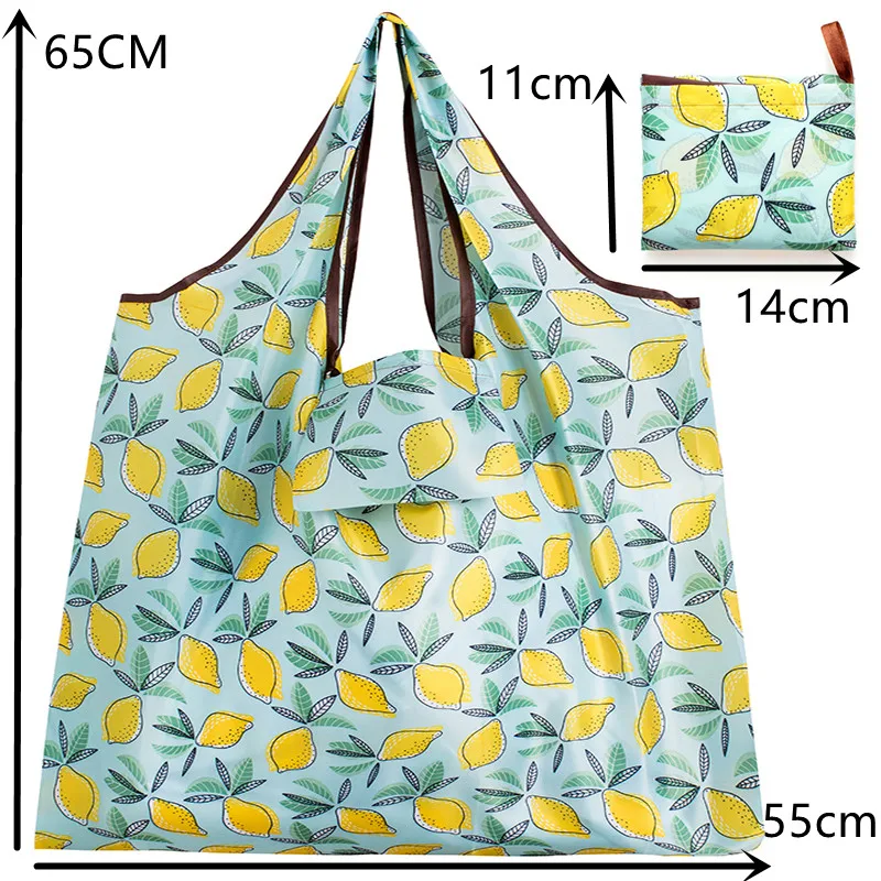 Personal Style Large Tote ECO Reusable Polyester Portable Shoulder Women's Handbags Folding Pouch Shopping Bag Storage
