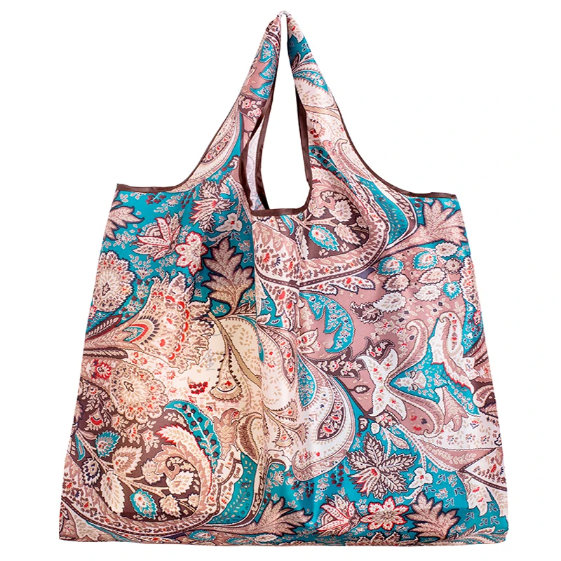 Personal Style Large Tote ECO Reusable Polyester Portable Shoulder Women's Handbags Folding Pouch Shopping Bag Storage