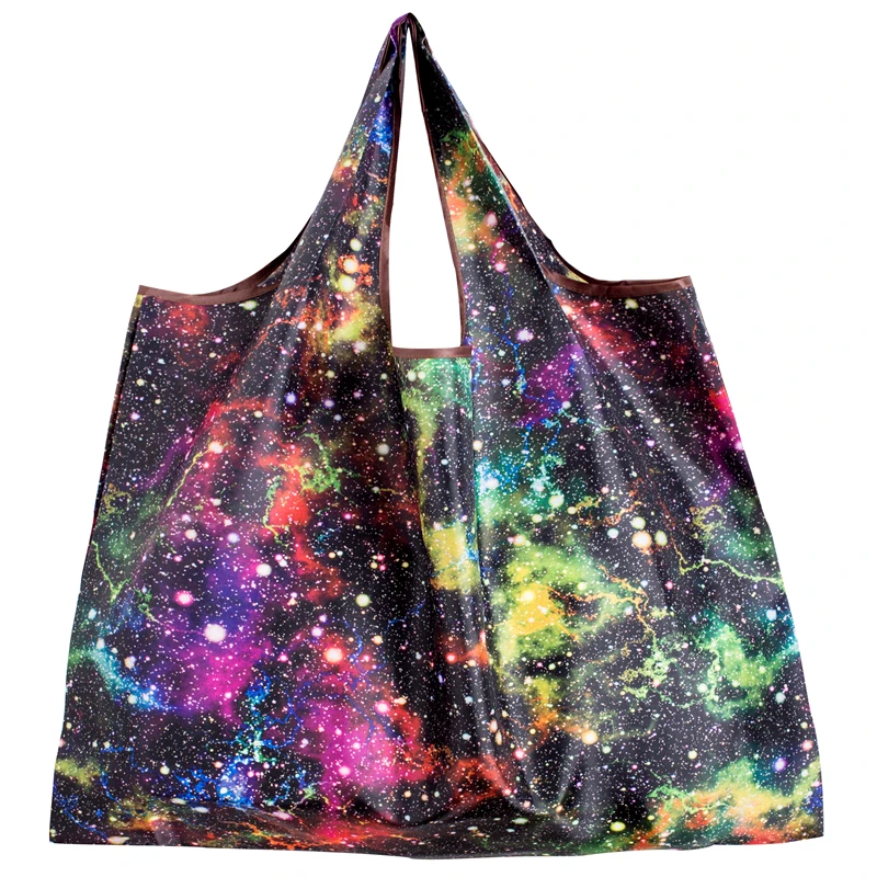 Personal Style Large Tote ECO Reusable Polyester Portable Shoulder Women's Handbags Folding Pouch Shopping Bag Storage