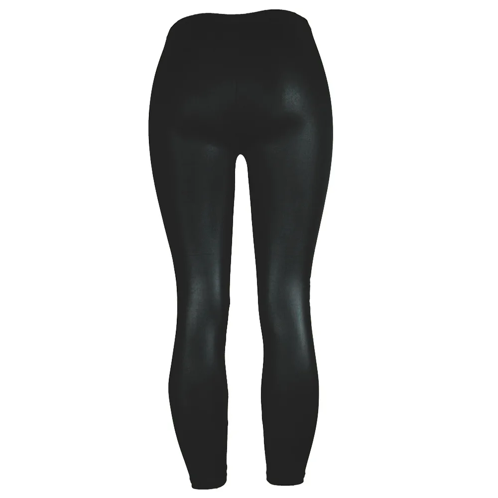Women's Leather Leggings Bottom Pants Coloured Hip-up Elastic Slim Exercise Pants Nine-minute Pants Sweatpants Женские леггинсы#