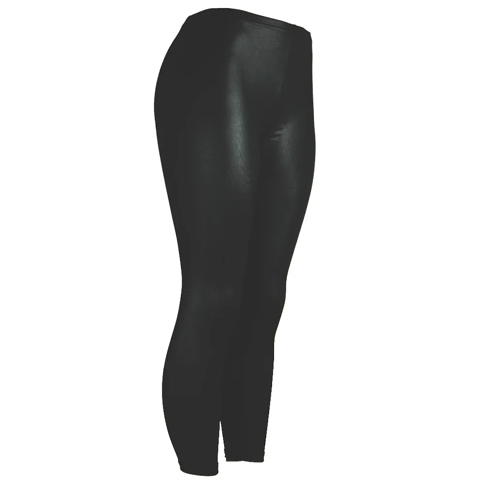 Women's Leather Leggings Bottom Pants Coloured Hip-up Elastic Slim Exercise Pants Nine-minute Pants Sweatpants Женские леггинсы#