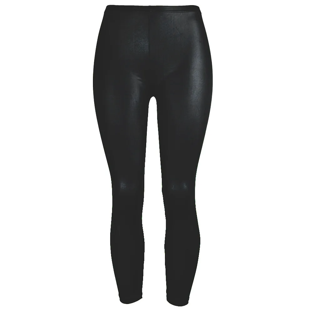 Women's Leather Leggings Bottom Pants Coloured Hip-up Elastic Slim Exercise Pants Nine-minute Pants Sweatpants Женские леггинсы#