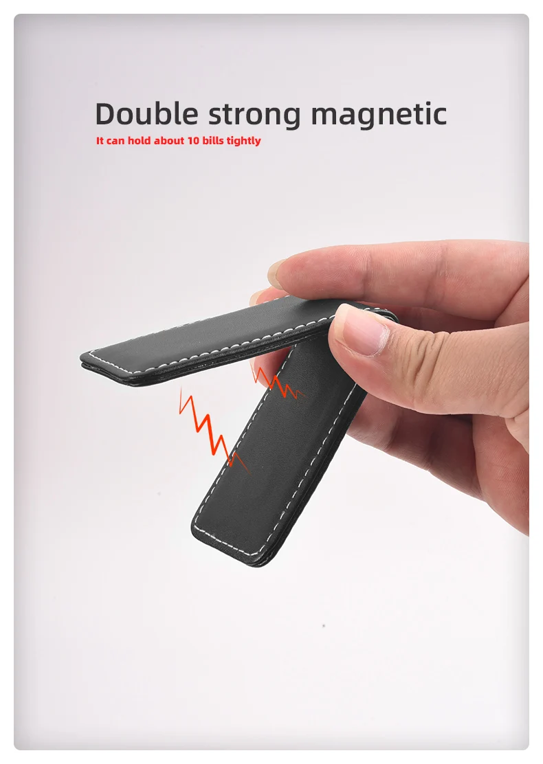 Custom Lettering Strong Magnet Money Clip Wallet Slim Men Women Moneyclip Leather Pocket Clamp Credit Card Cash Case Holder