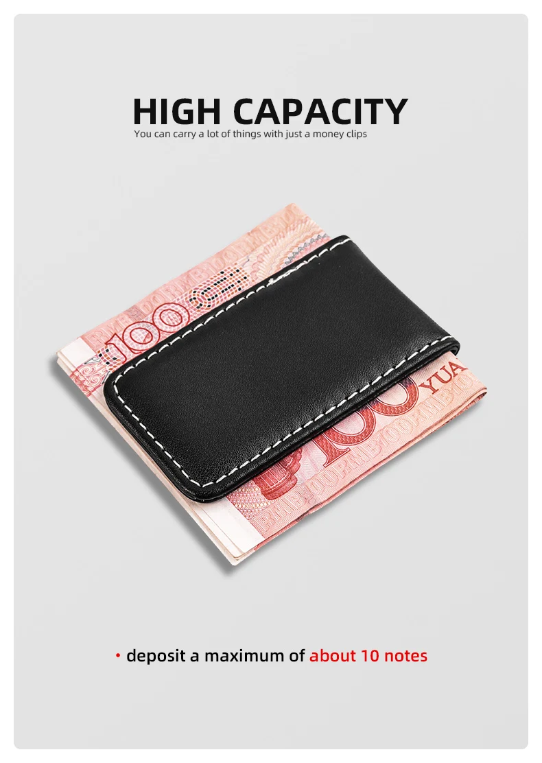 Custom Lettering Strong Magnet Money Clip Wallet Slim Men Women Moneyclip Leather Pocket Clamp Credit Card Cash Case Holder