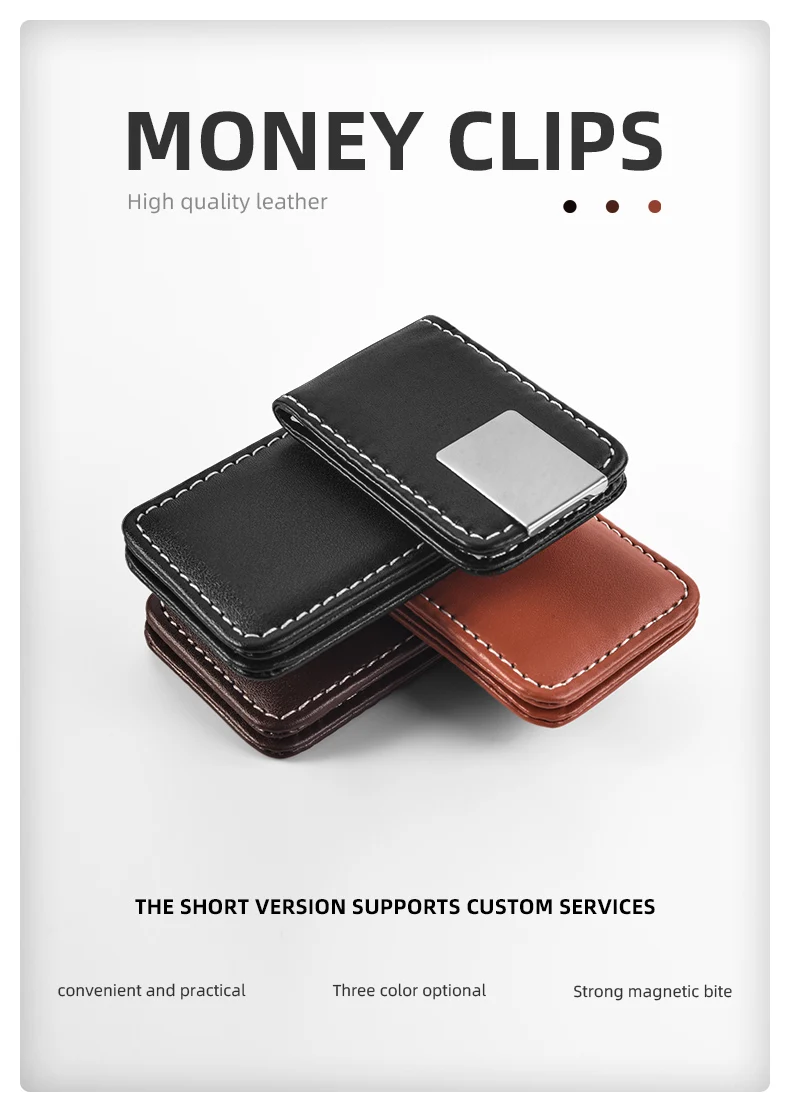 Custom Lettering Strong Magnet Money Clip Wallet Slim Men Women Moneyclip Leather Pocket Clamp Credit Card Cash Case Holder