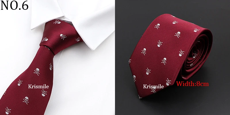 New Casual Skull Ties For Men Classic Slim 8cm Polyester Neckties Fashion Man Tie Gift For Men Wedding Groom Business Necktie