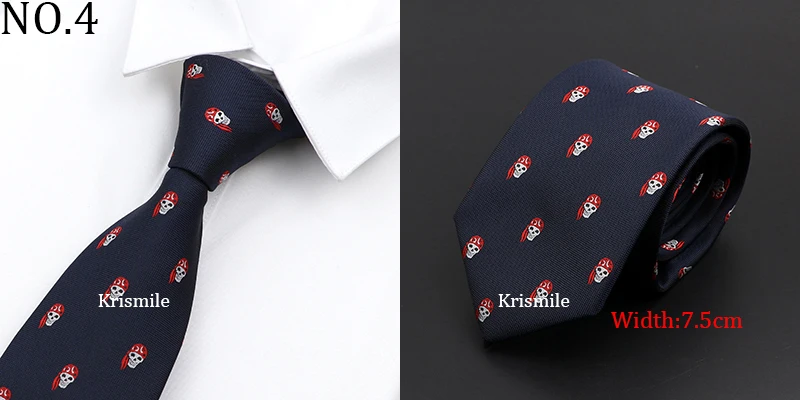 New Casual Skull Ties For Men Classic Slim 8cm Polyester Neckties Fashion Man Tie Gift For Men Wedding Groom Business Necktie