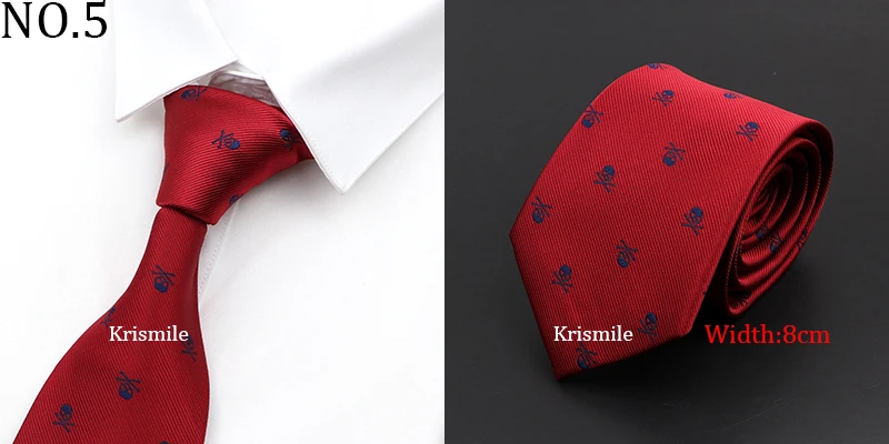 New Casual Skull Ties For Men Classic Slim 8cm Polyester Neckties Fashion Man Tie Gift For Men Wedding Groom Business Necktie