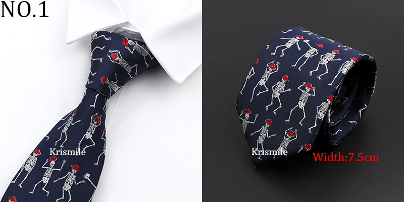 New Casual Skull Ties For Men Classic Slim 8cm Polyester Neckties Fashion Man Tie Gift For Men Wedding Groom Business Necktie