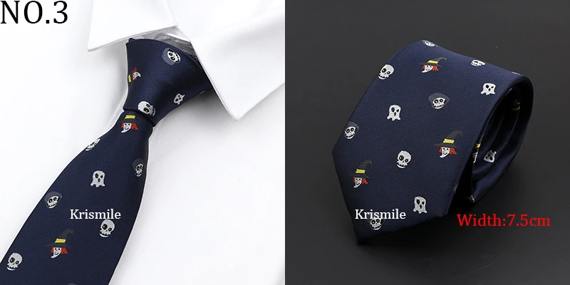 New Casual Skull Ties For Men Classic Slim 8cm Polyester Neckties Fashion Man Tie Gift For Men Wedding Groom Business Necktie