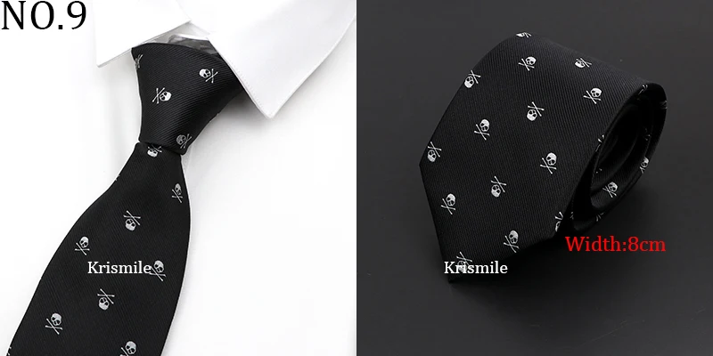 New Casual Skull Ties For Men Classic Slim 8cm Polyester Neckties Fashion Man Tie Gift For Men Wedding Groom Business Necktie