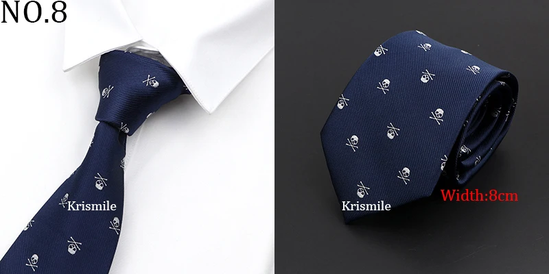 New Casual Skull Ties For Men Classic Slim 8cm Polyester Neckties Fashion Man Tie Gift For Men Wedding Groom Business Necktie
