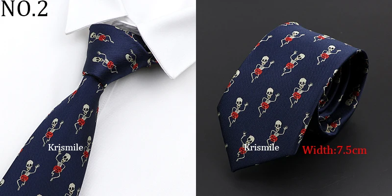 New Casual Skull Ties For Men Classic Slim 8cm Polyester Neckties Fashion Man Tie Gift For Men Wedding Groom Business Necktie