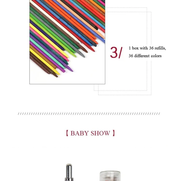 DEDEDEPRAISE Sketch 2.0MM Press Mechanical Pencil & 36colors Leads Drawing Colored Pencils Automatic Pencils Replacement Leads